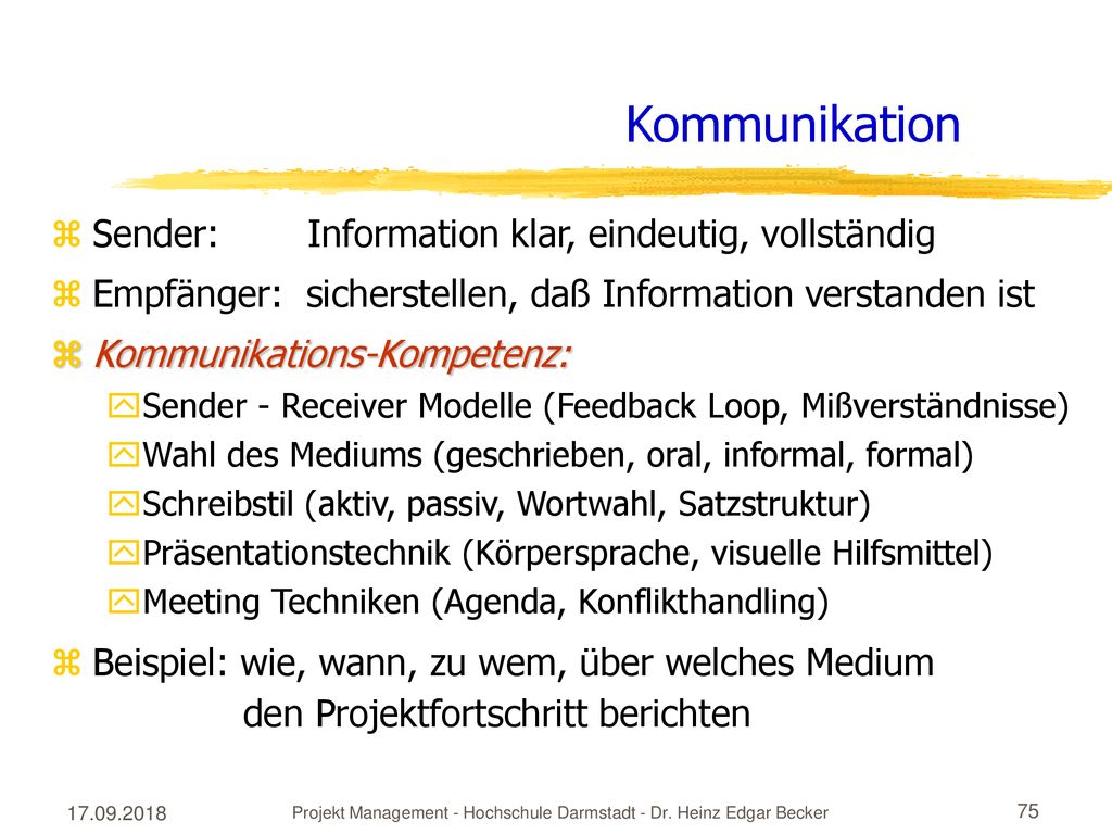 Projekt Management - Hochschule Darmstadt - Dr. Heinz Edgar Becker