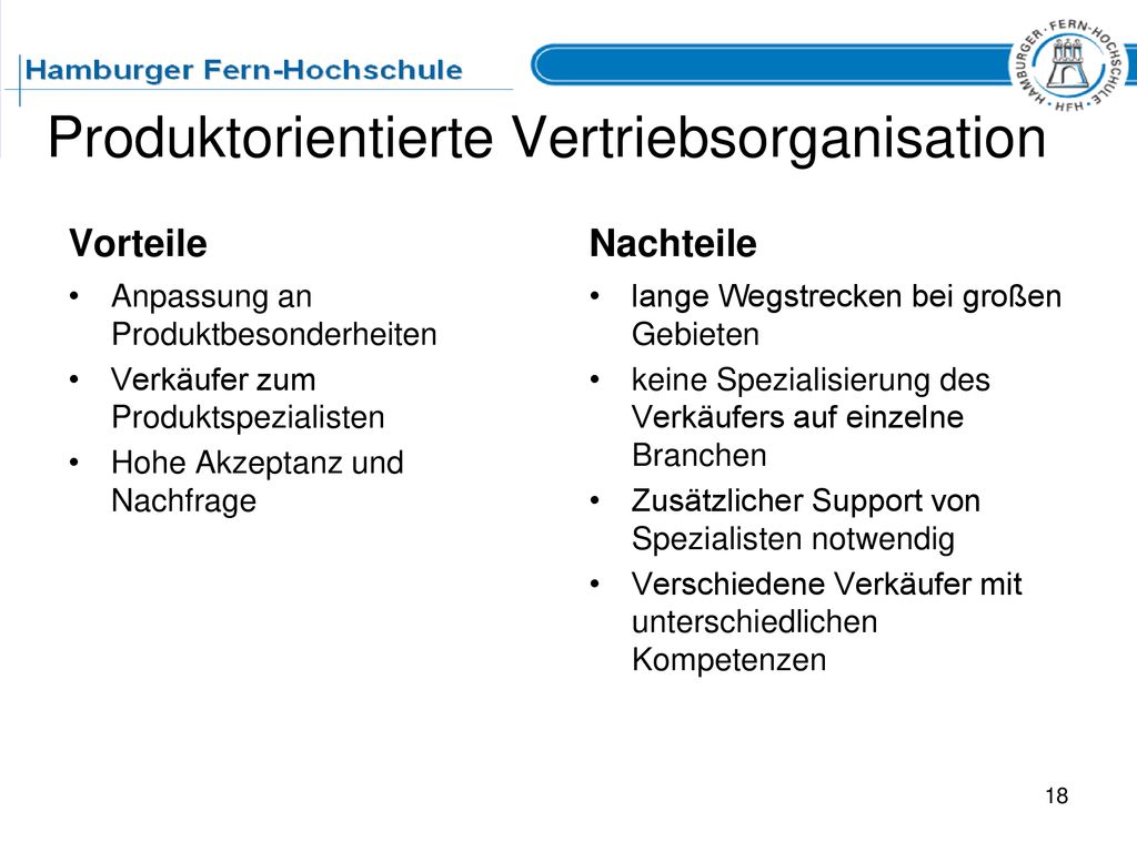 Produktorientierte Vertriebsorganisation