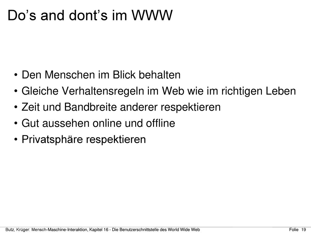 Do’s and dont’s im WWW Den Menschen im Blick behalten