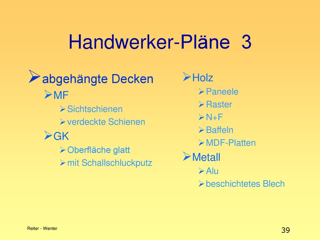 Handwerker-Pläne 3 abgehängte Decken Holz MF GK Metall Paneele Raster