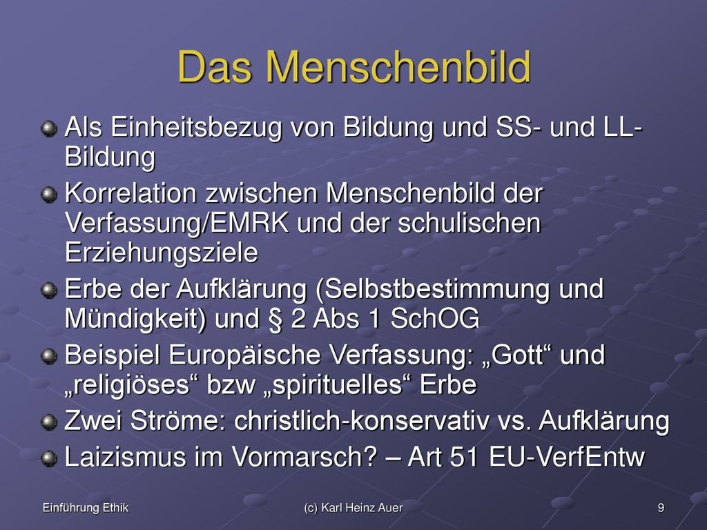 Das Menschenbild Als Einheitsbezug von Bildung und SS- und LL-Bildung