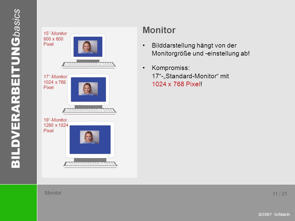 Monitor Bilddarstellung hängt von der Monitorgröße und -einstellung ab! Kompromiss: 17 -„Standard-Monitor mit 1024 x 768 Pixel!