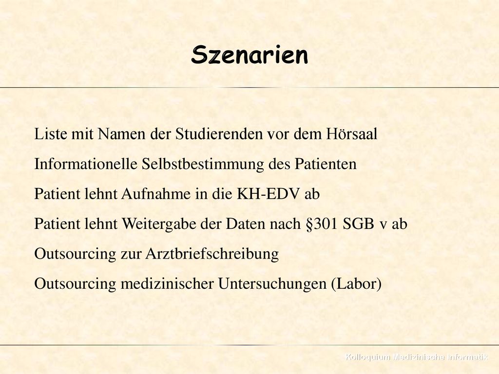 Szenarien Liste mit Namen der Studierenden vor dem Hörsaal