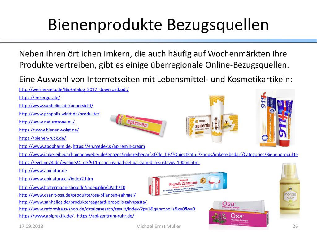 Bienenprodukte Bezugsquellen