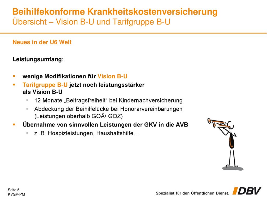 Beihilfekonforme Krankheitskostenversicherung Übersicht – Vision B-U und Tarifgruppe B-U