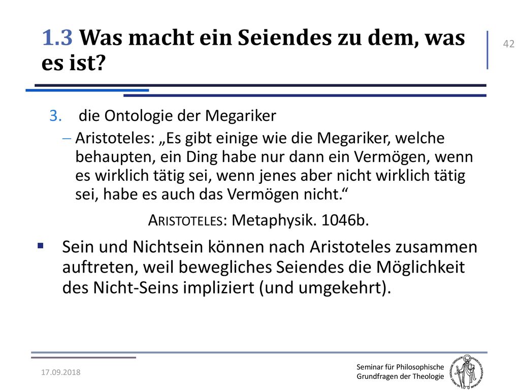 1.3 Was macht ein Seiendes zu dem, was es ist