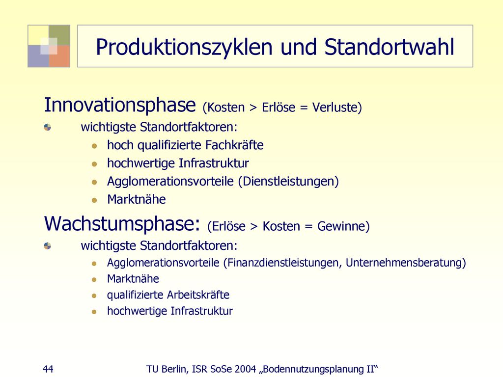 Produktionszyklen und Standortwahl