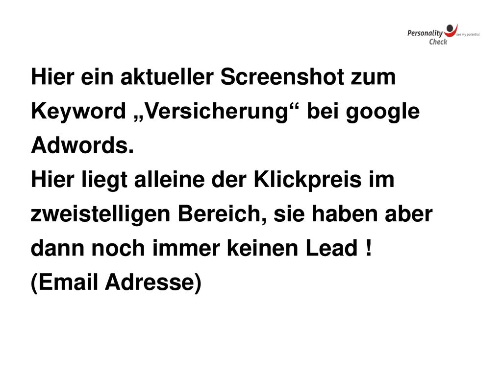 Hier ein aktueller Screenshot zum Keyword „Versicherung bei google