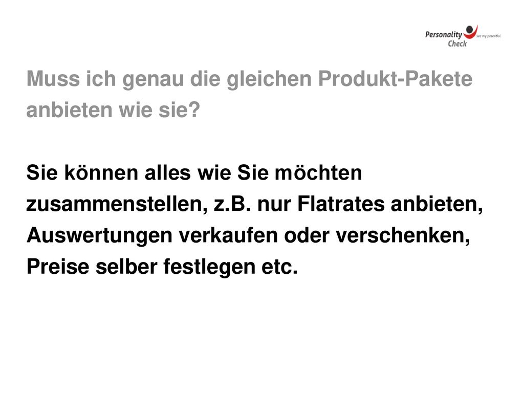 Muss ich genau die gleichen Produkt-Pakete anbieten wie sie