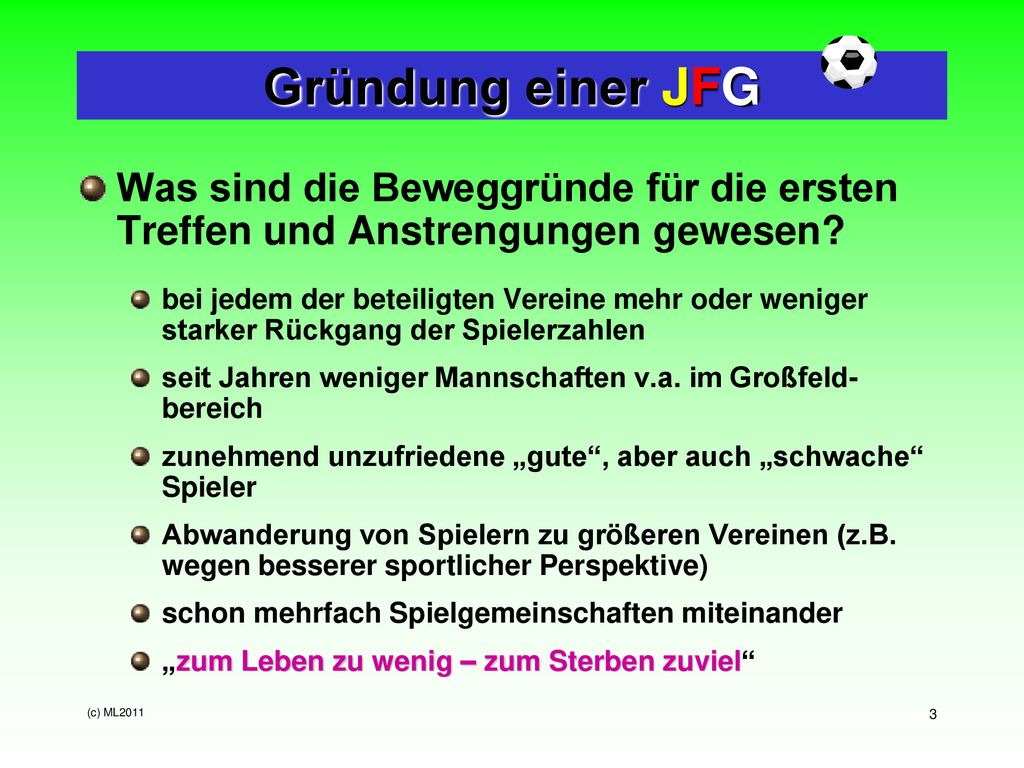 Gründung einer JFG Was sind die Beweggründe für die ersten Treffen und Anstrengungen gewesen