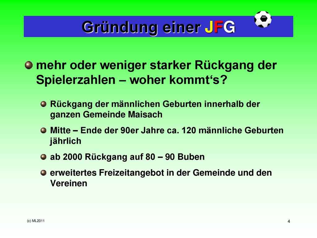 Gründung einer JFG mehr oder weniger starker Rückgang der Spielerzahlen – woher kommt‘s