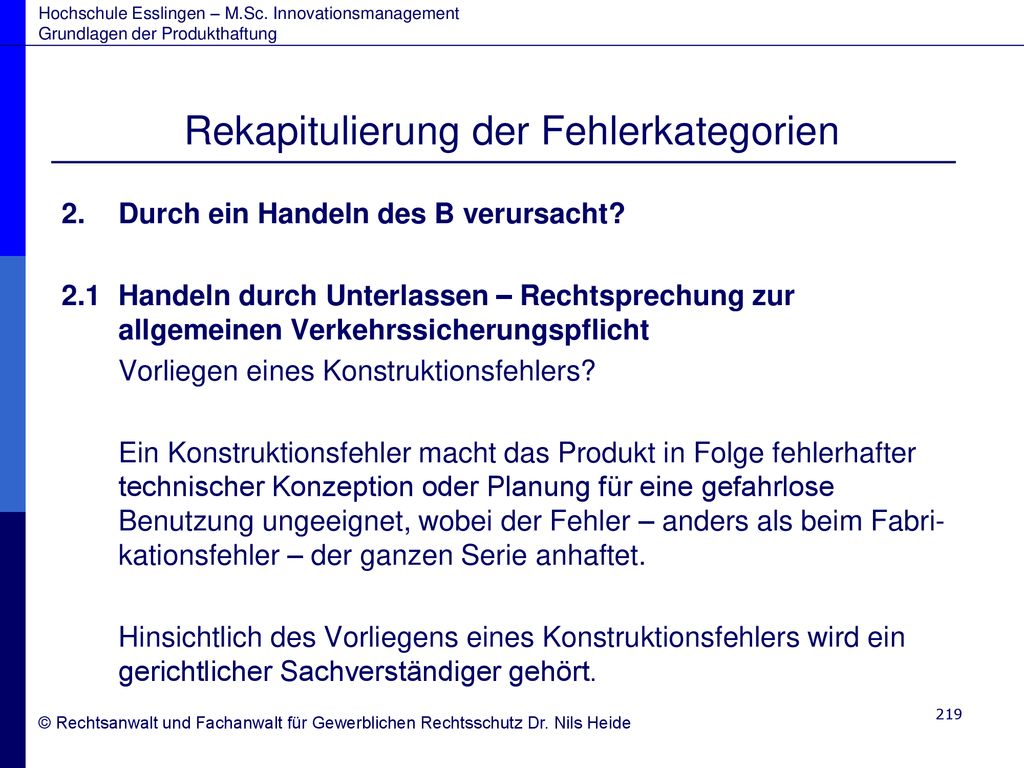 Rekapitulierung der Fehlerkategorien