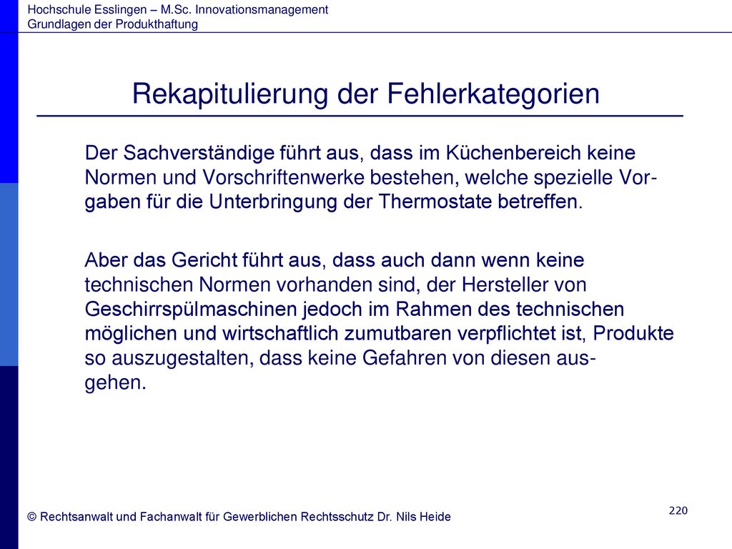 Rekapitulierung der Fehlerkategorien