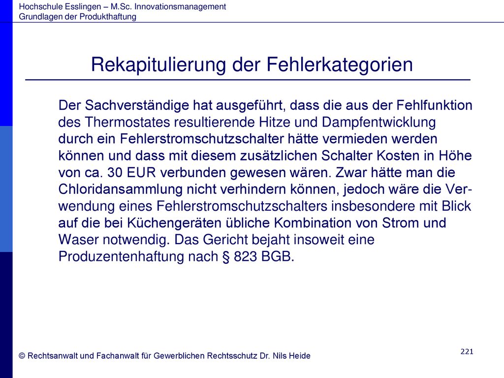 Rekapitulierung der Fehlerkategorien
