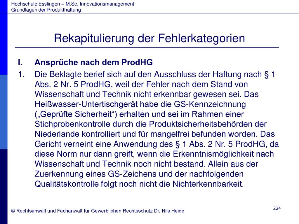 Rekapitulierung der Fehlerkategorien