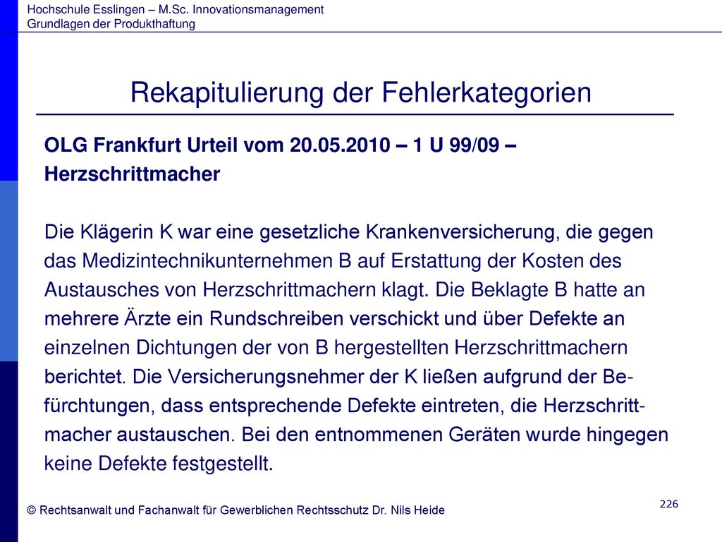 Rekapitulierung der Fehlerkategorien