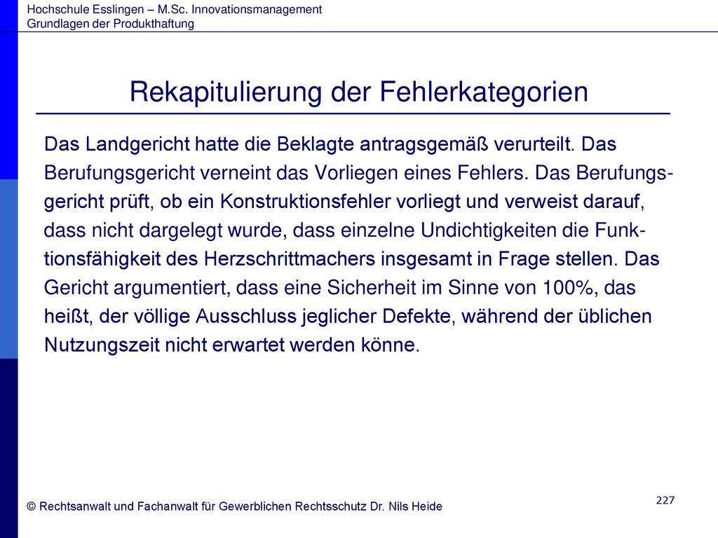 Rekapitulierung der Fehlerkategorien