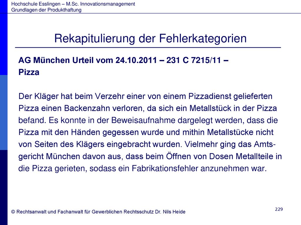 Rekapitulierung der Fehlerkategorien