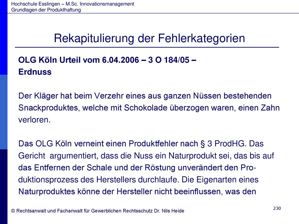 Rekapitulierung der Fehlerkategorien
