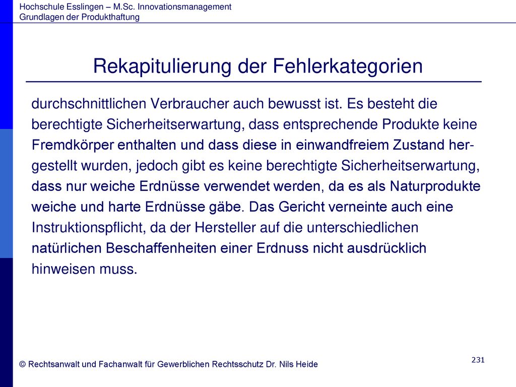 Rekapitulierung der Fehlerkategorien