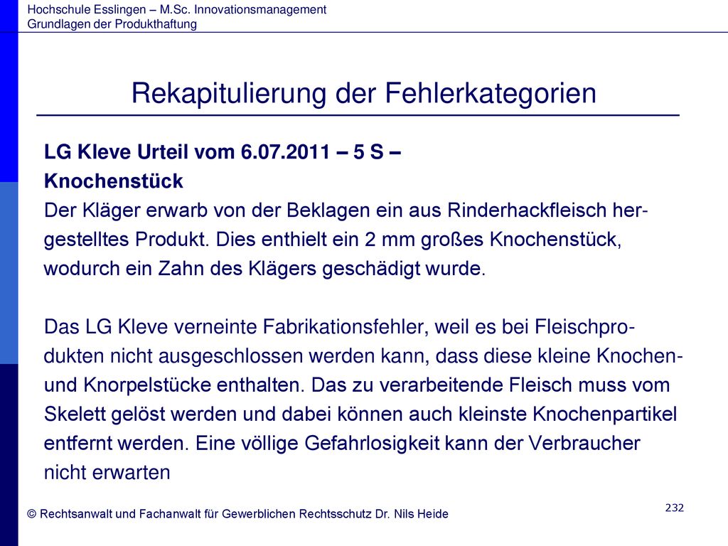 Rekapitulierung der Fehlerkategorien