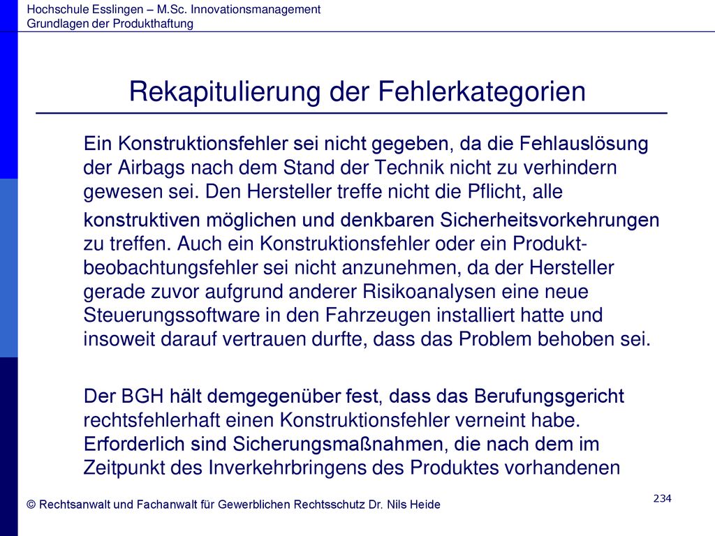 Rekapitulierung der Fehlerkategorien