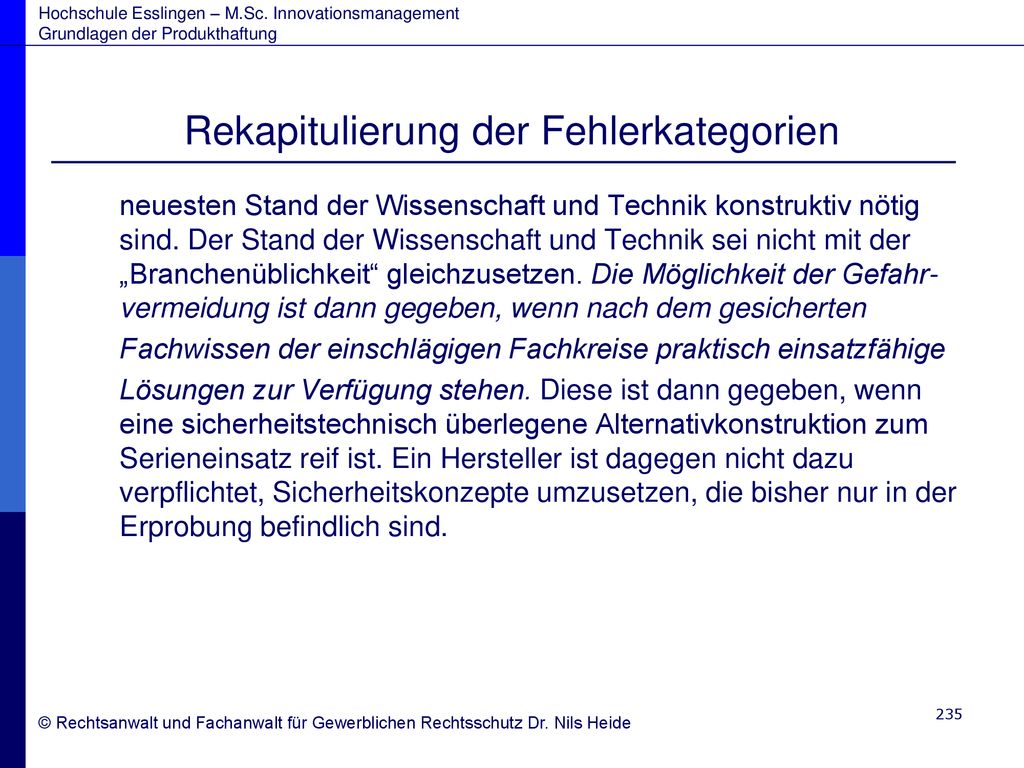 Rekapitulierung der Fehlerkategorien