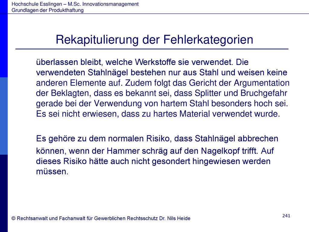 Rekapitulierung der Fehlerkategorien