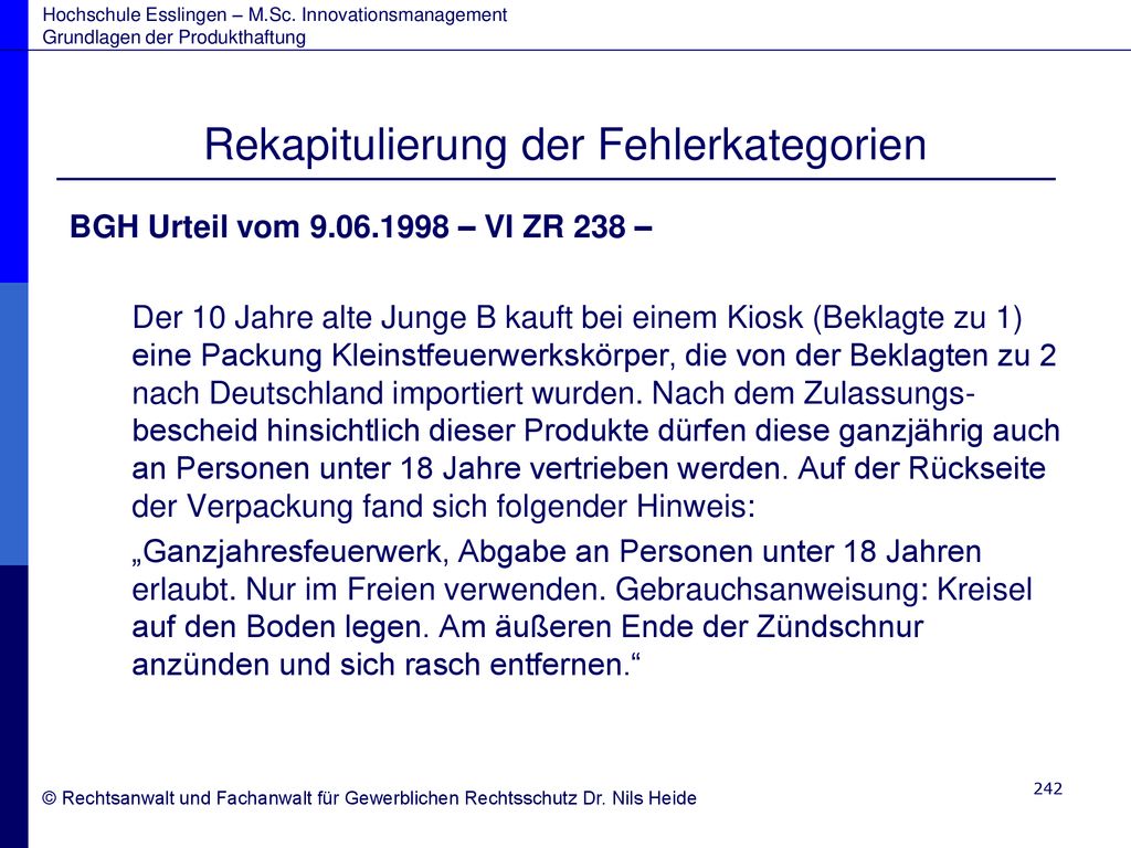 Rekapitulierung der Fehlerkategorien