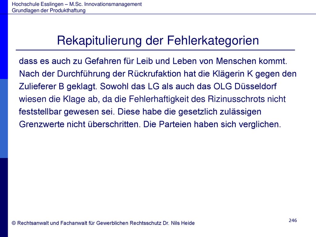 Rekapitulierung der Fehlerkategorien