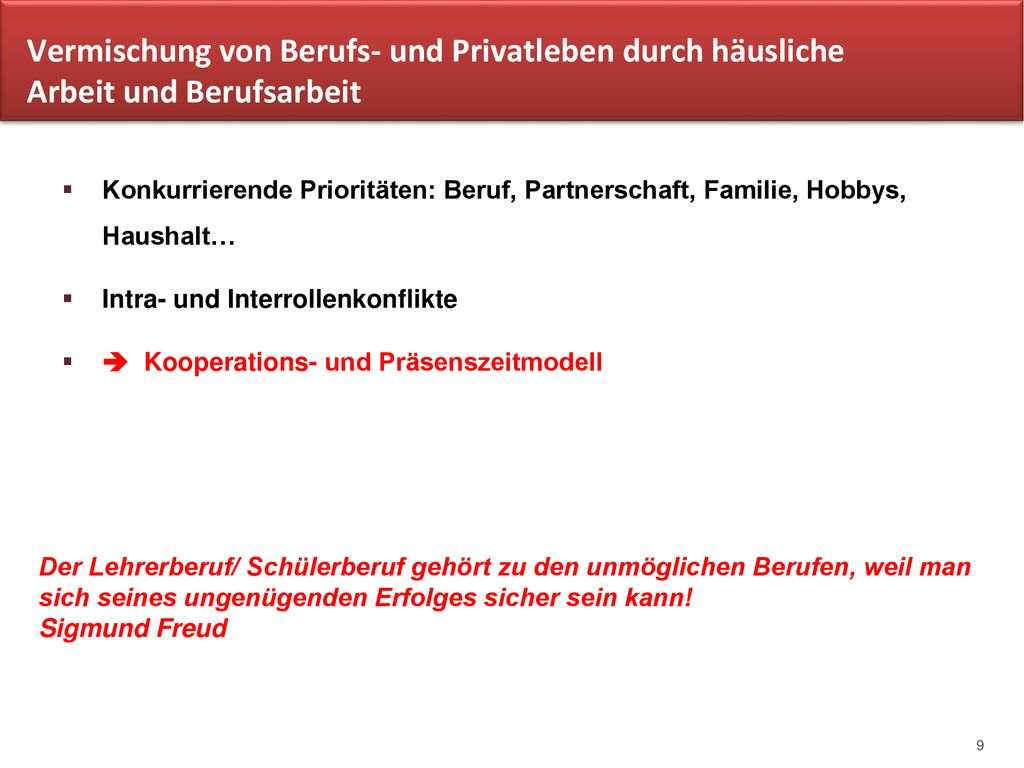 Vermischung von Berufs- und Privatleben durch häusliche Arbeit und Berufsarbeit