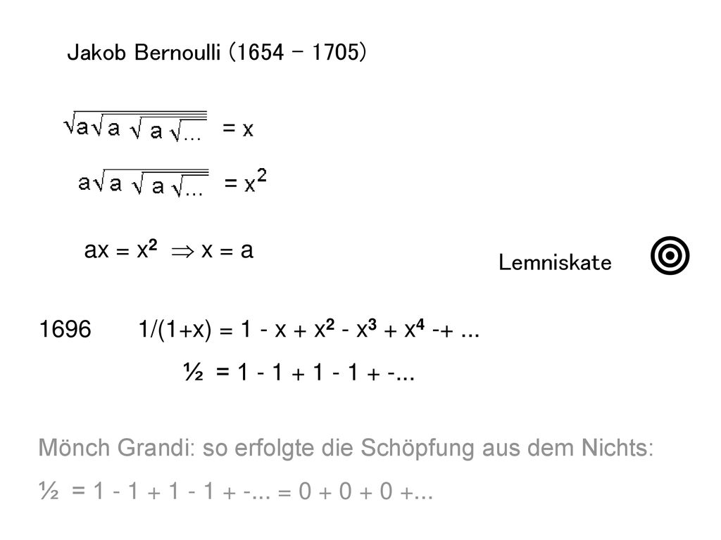 ¥ Jakob Bernoulli ( ) ax = x2  x = a Lemniskate