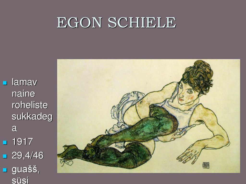 EGON SCHIELE lamav naine roheliste sukkadega ,4/46