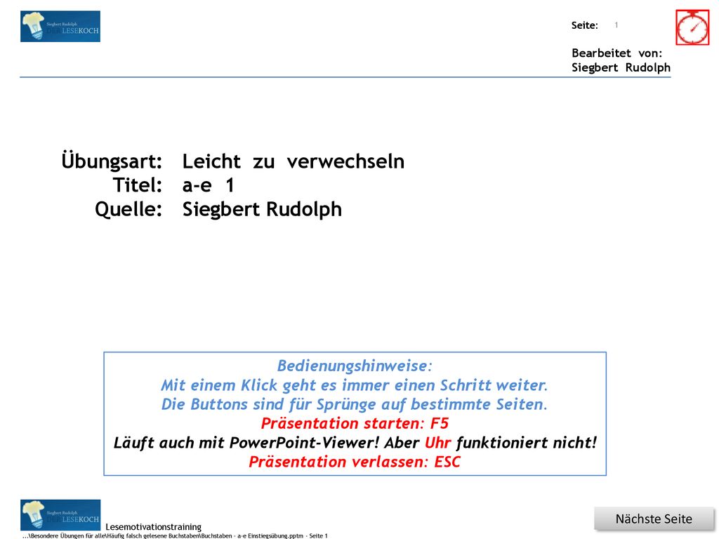 Titel: Quelle: Übungsart: Titel: Quelle: Leicht zu verwechseln a-e 1