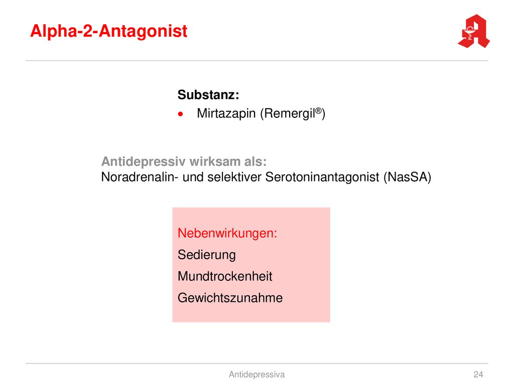 Alpha-2-Antagonist Substanz: Mirtazapin (Remergil®)