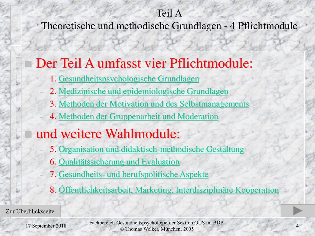 Teil A Theoretische und methodische Grundlagen - 4 Pflichtmodule
