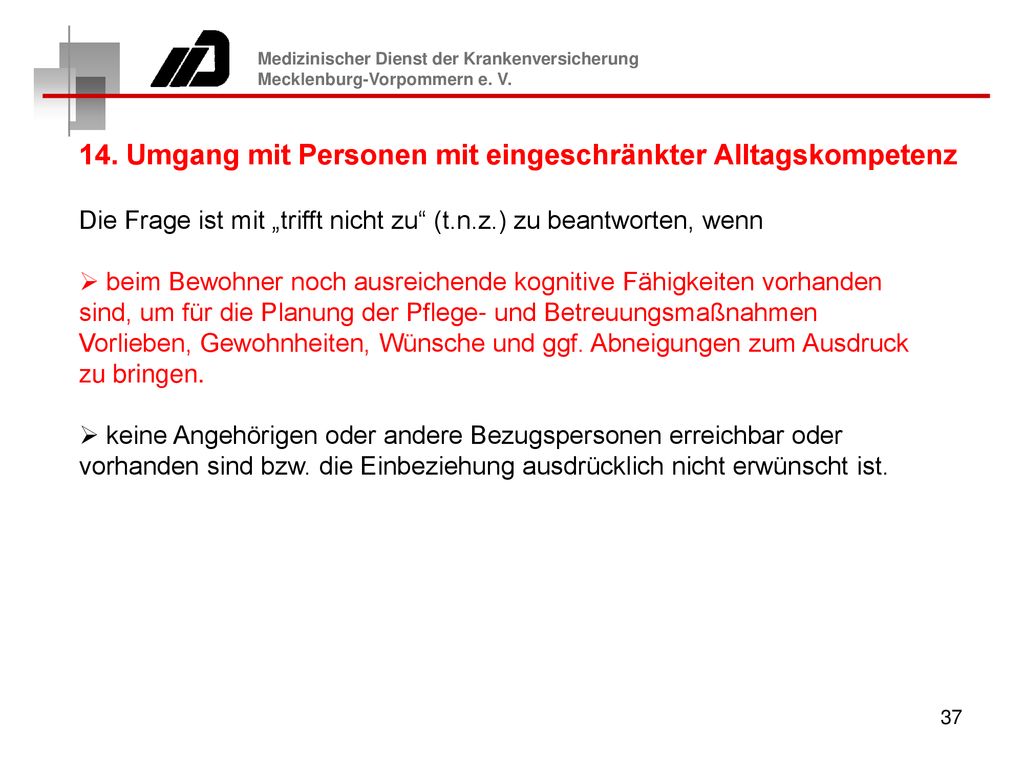 14. Umgang mit Personen mit eingeschränkter Alltagskompetenz