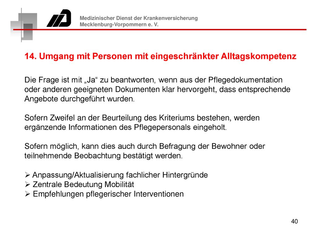 14. Umgang mit Personen mit eingeschränkter Alltagskompetenz