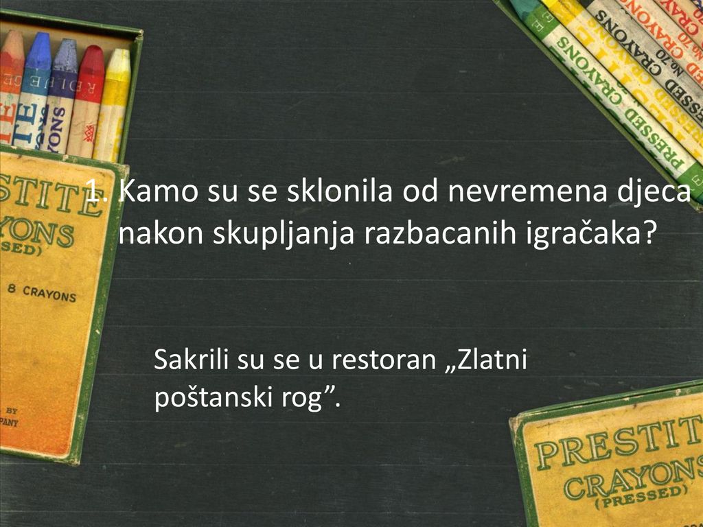 1. Kamo su se sklonila od nevremena djeca nakon skupljanja razbacanih igračaka