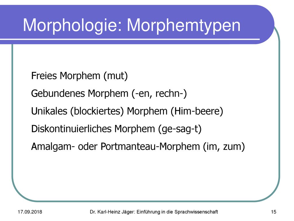 Morphologie: Morphemtypen