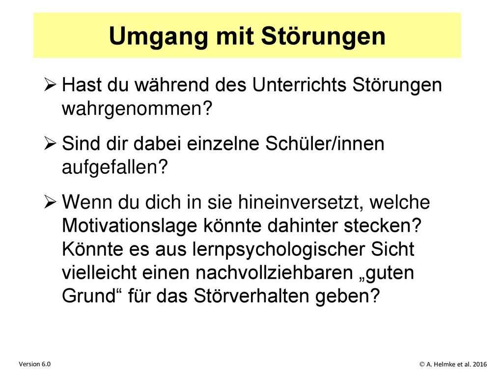 Umgang mit Störungen Hast du während des Unterrichts Störungen wahrgenommen Sind dir dabei einzelne Schüler/innen aufgefallen