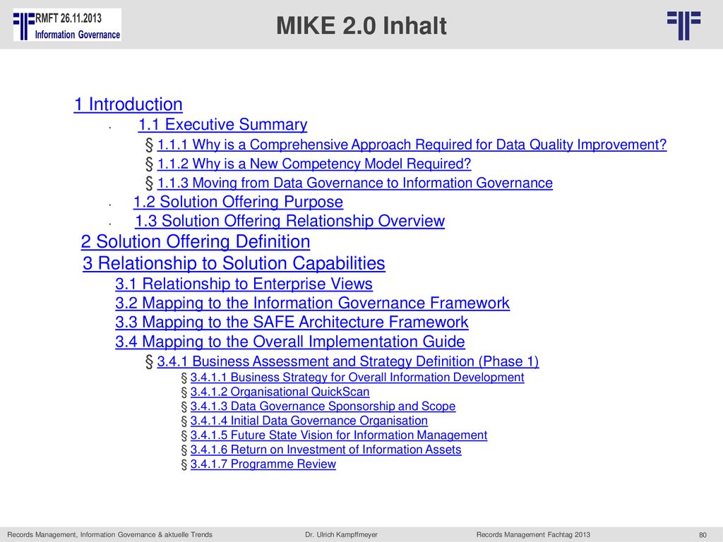 MIKE 2.0 Inhalt 1 Introduction 3 Relationship to Solution Capabilities