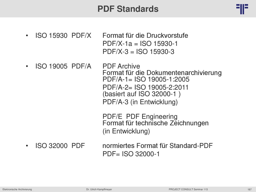 PDF Standards ISO PDF/X Format für die Druckvorstufe