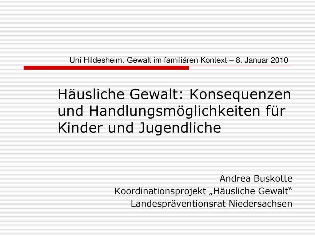 Uni Hildesheim: Gewalt im familiären Kontext – 8. Januar 2010
