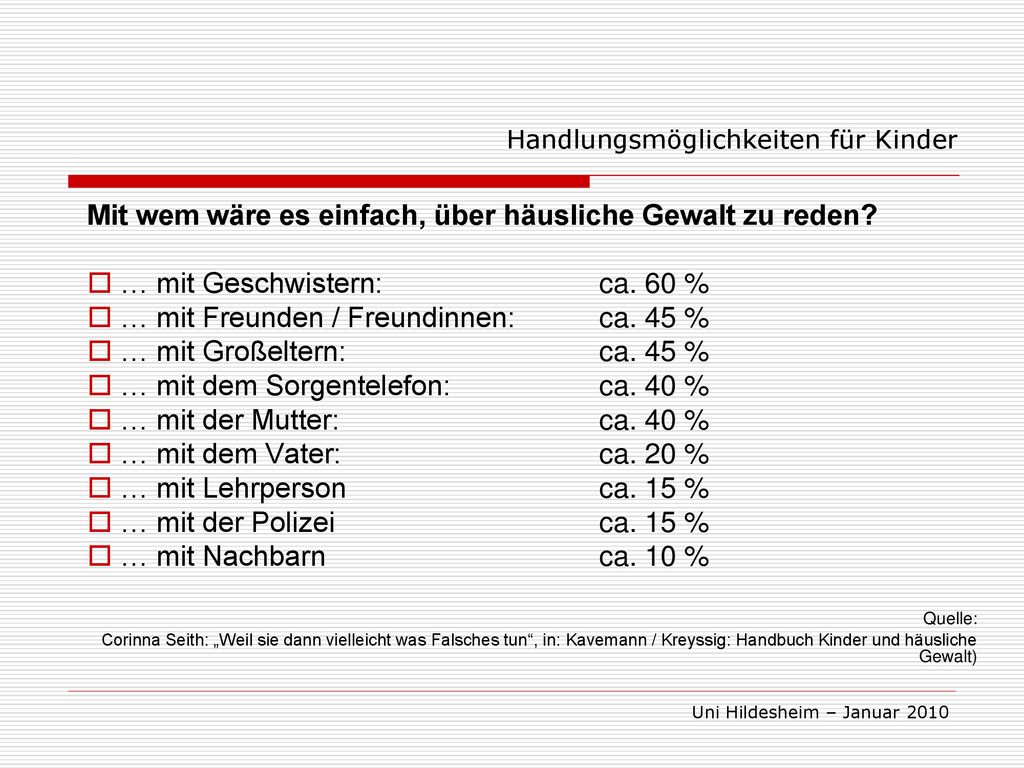 Mit wem wäre es einfach, über häusliche Gewalt zu reden