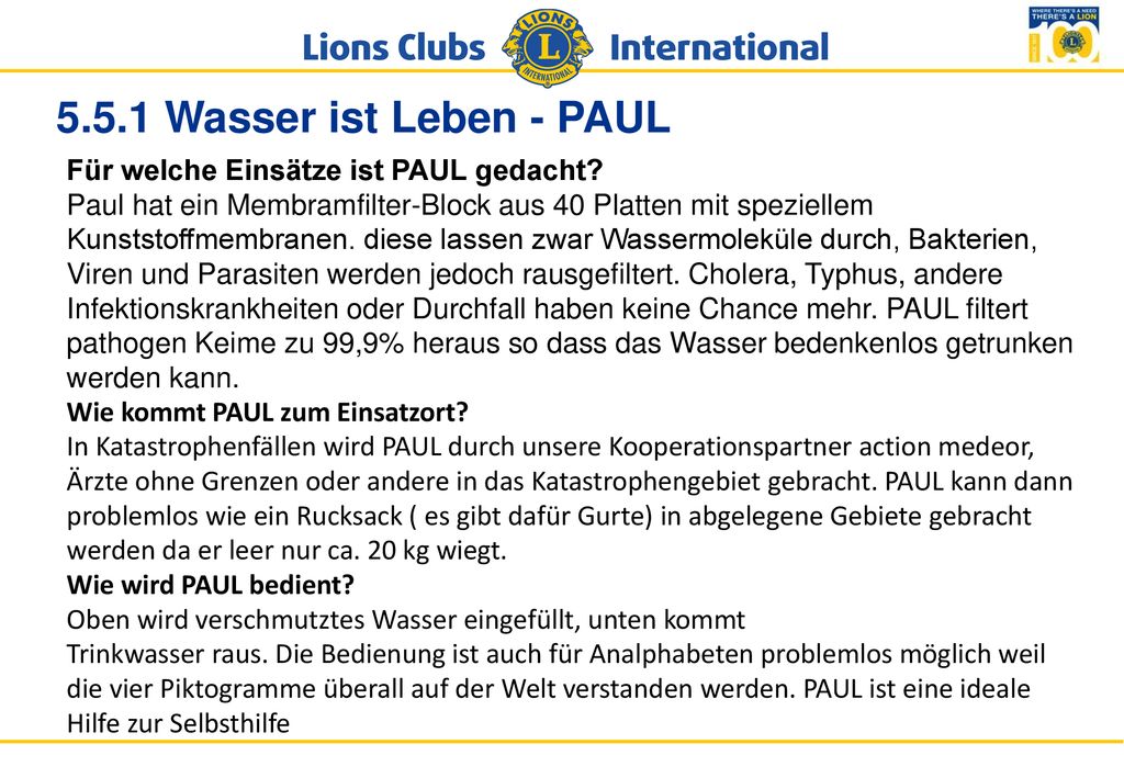 5.5.1 Wasser ist Leben - PAUL Für welche Einsätze ist PAUL gedacht