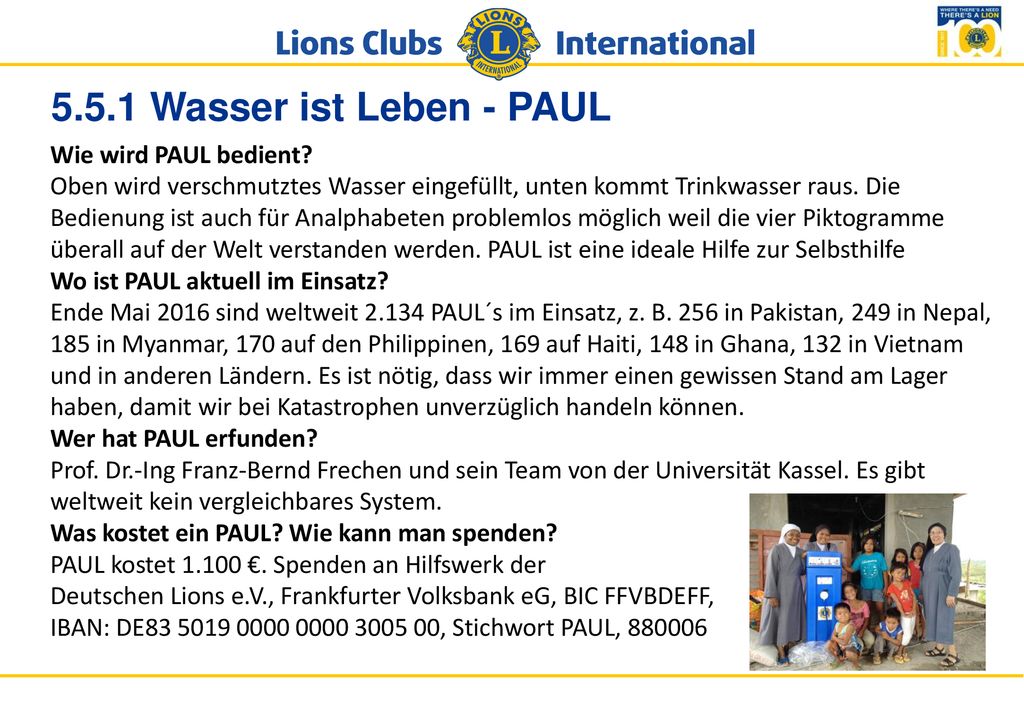 5.5.1 Wasser ist Leben - PAUL Wie wird PAUL bedient