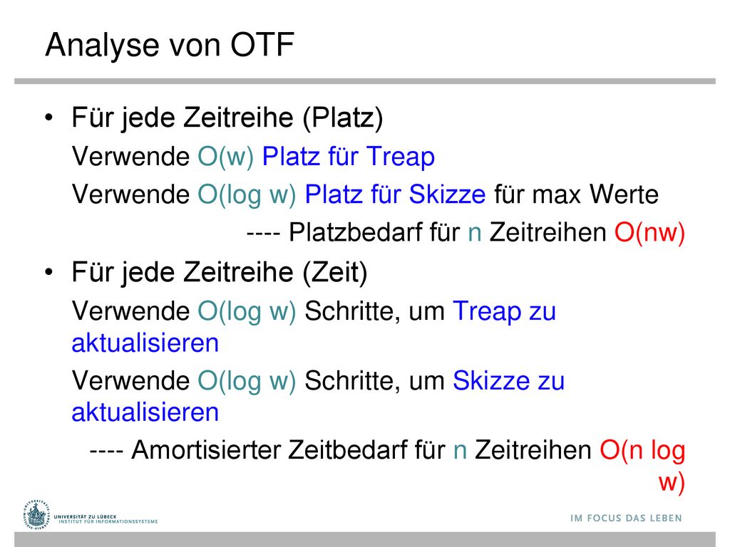 Analyse von OTF Für jede Zeitreihe (Platz) Für jede Zeitreihe (Zeit)