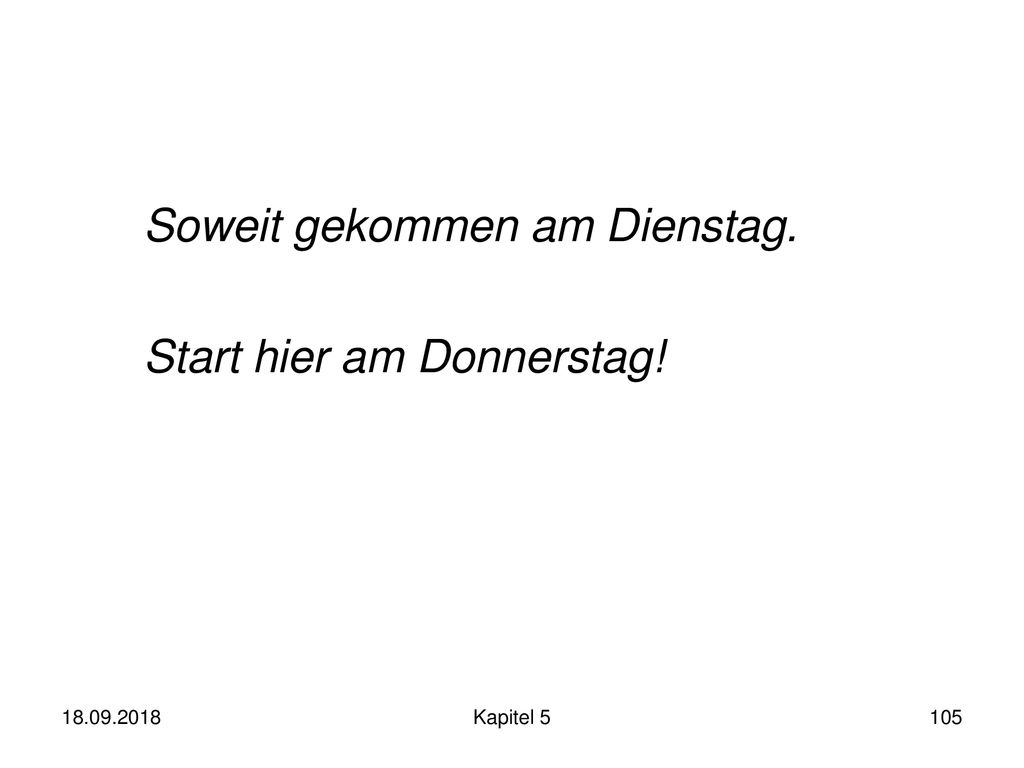 Soweit gekommen am Dienstag. Start hier am Donnerstag!