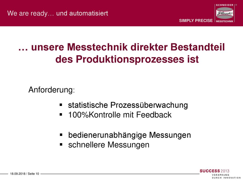 … unsere Messtechnik direkter Bestandteil des Produktionsprozesses ist